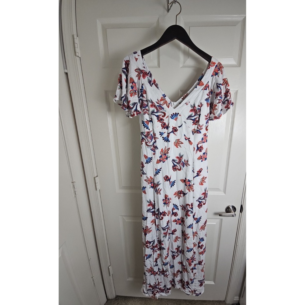 Charlotte Russe Womens XL Floral Print V-Neck Short Sleeve Midi Dress Multicolor